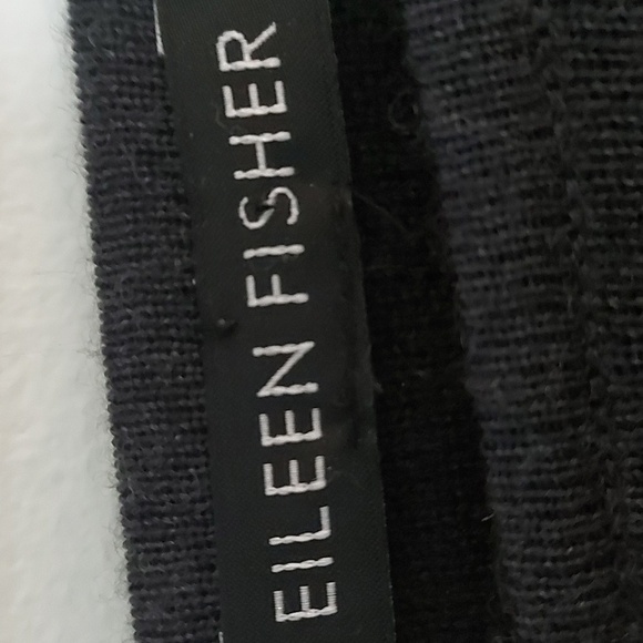 Eileen Fisher Boxy Fit Bateau Neck Window Pane Merino Wool Sweater Black… - Picture 7 of 8
